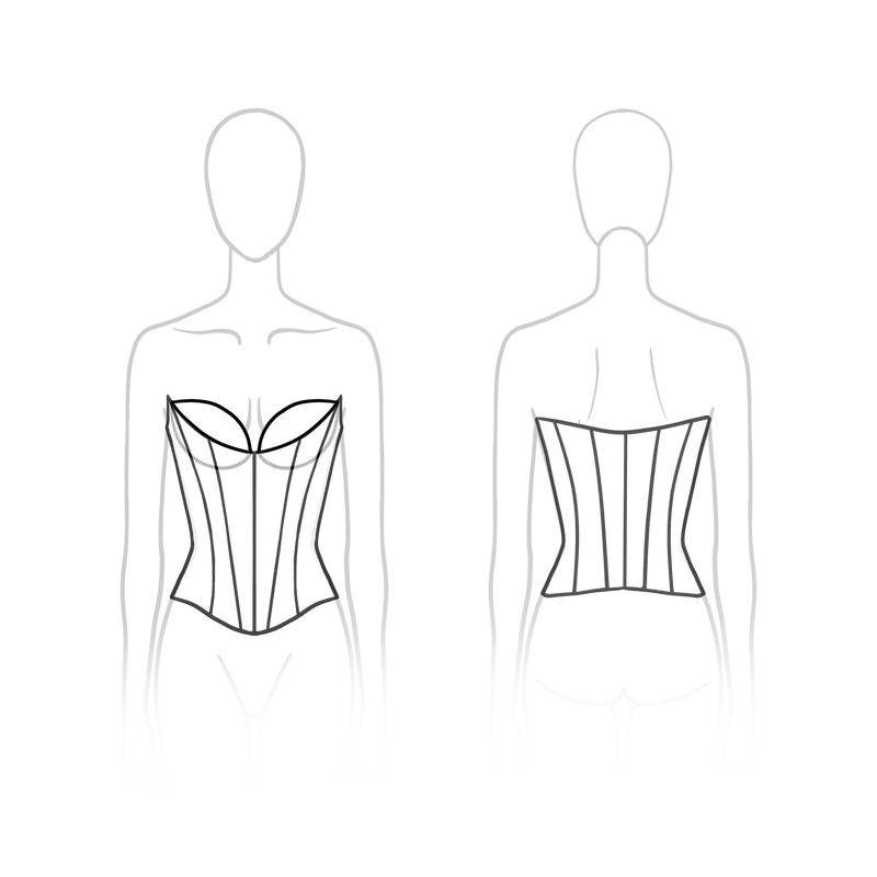 Athena Corset technical drawing